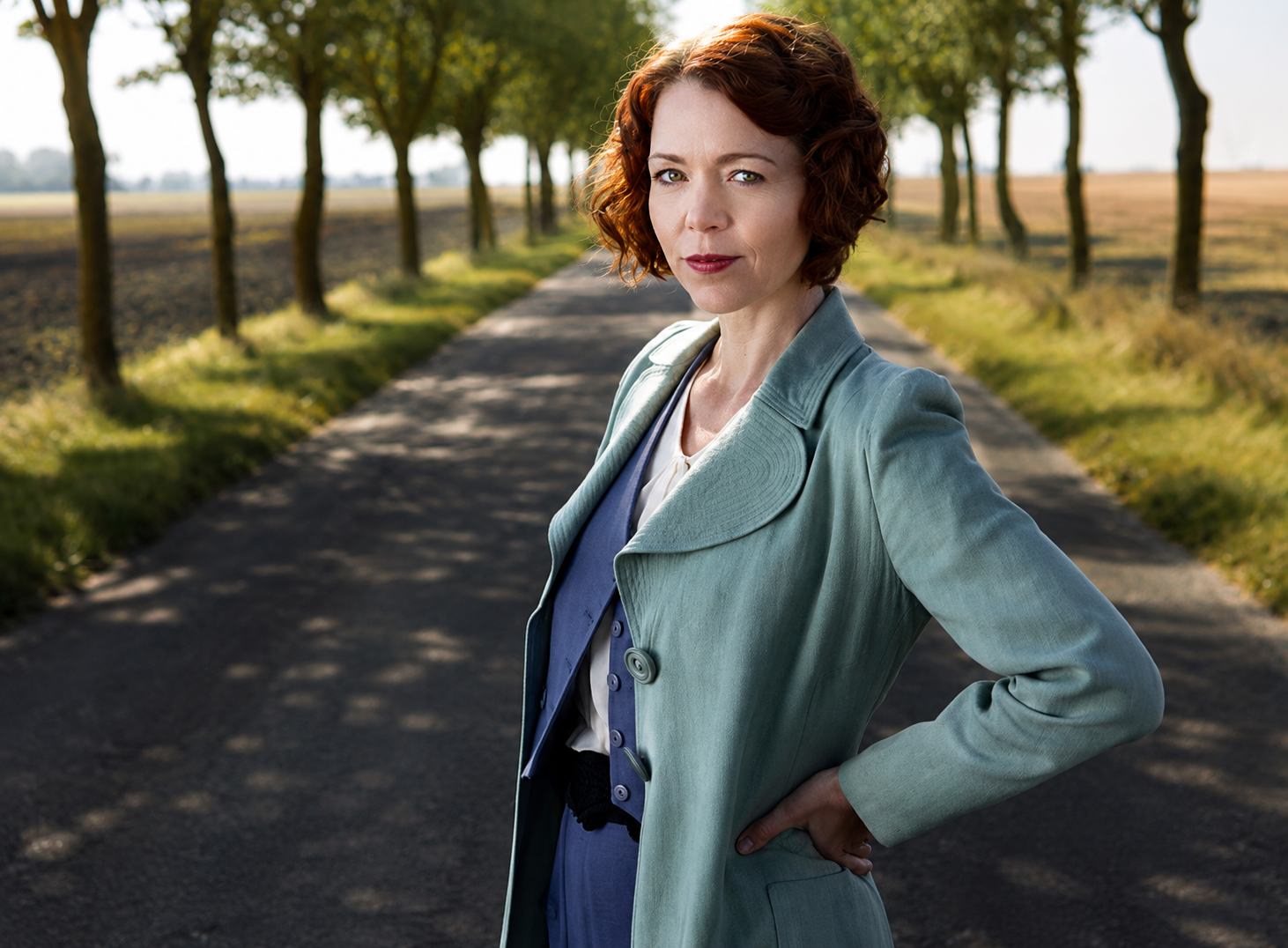 British actress Anna Maxwell in cinematic portrait style