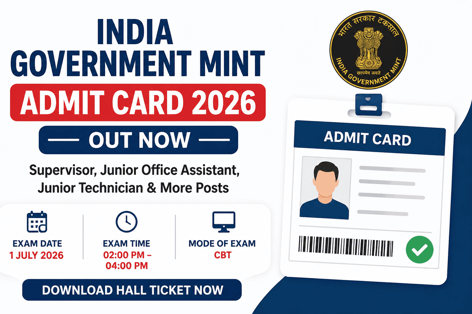 India Government Mint Admit Card 2026